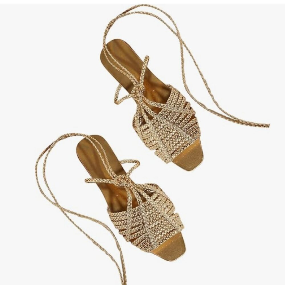 Summer Gold Flat Sandals - Picture 7 of 9